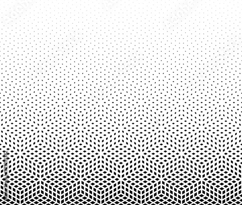 Geometric pattern. Disappearing halftone optical effect. Seamles in one direction. Scale method