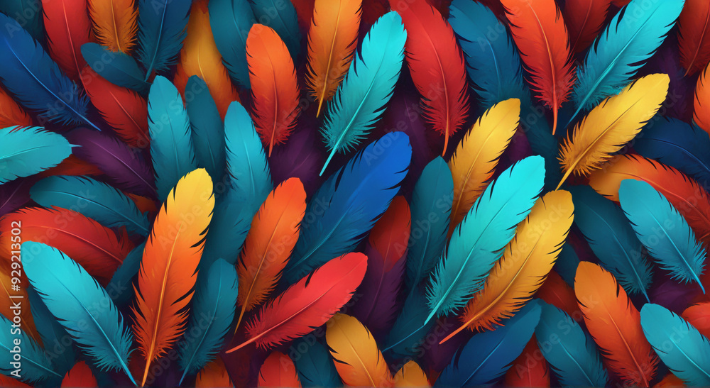 Obraz premium blue and yellow feathers