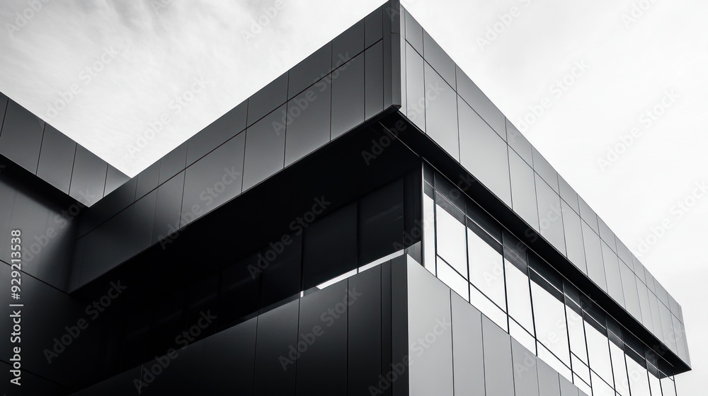 Modern Building Facade in Black and White Modern Building Facade in Black and White