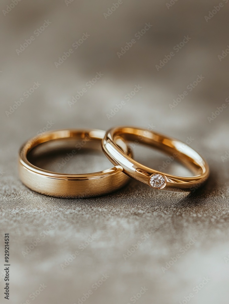 couple of wedding rings with simple design taken on gray background with generative ai couple of wedding rings with simple design taken on gray background with generative ai