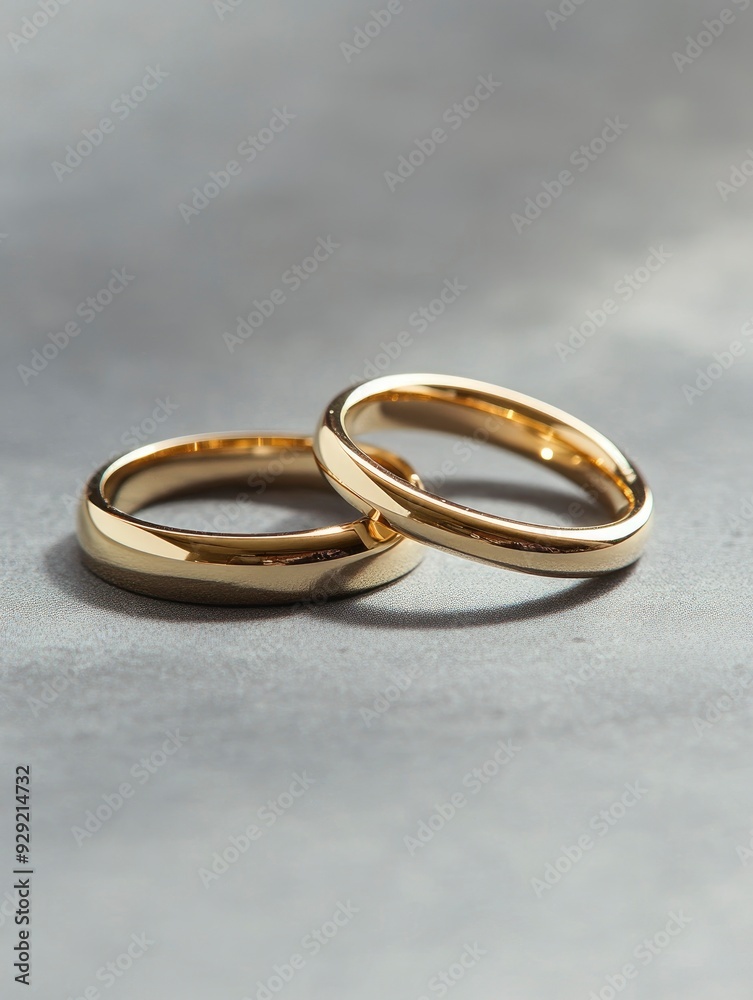 couple of wedding rings with simple design taken on gray background with generative ai couple of wedding rings with simple design taken on gray background with generative ai