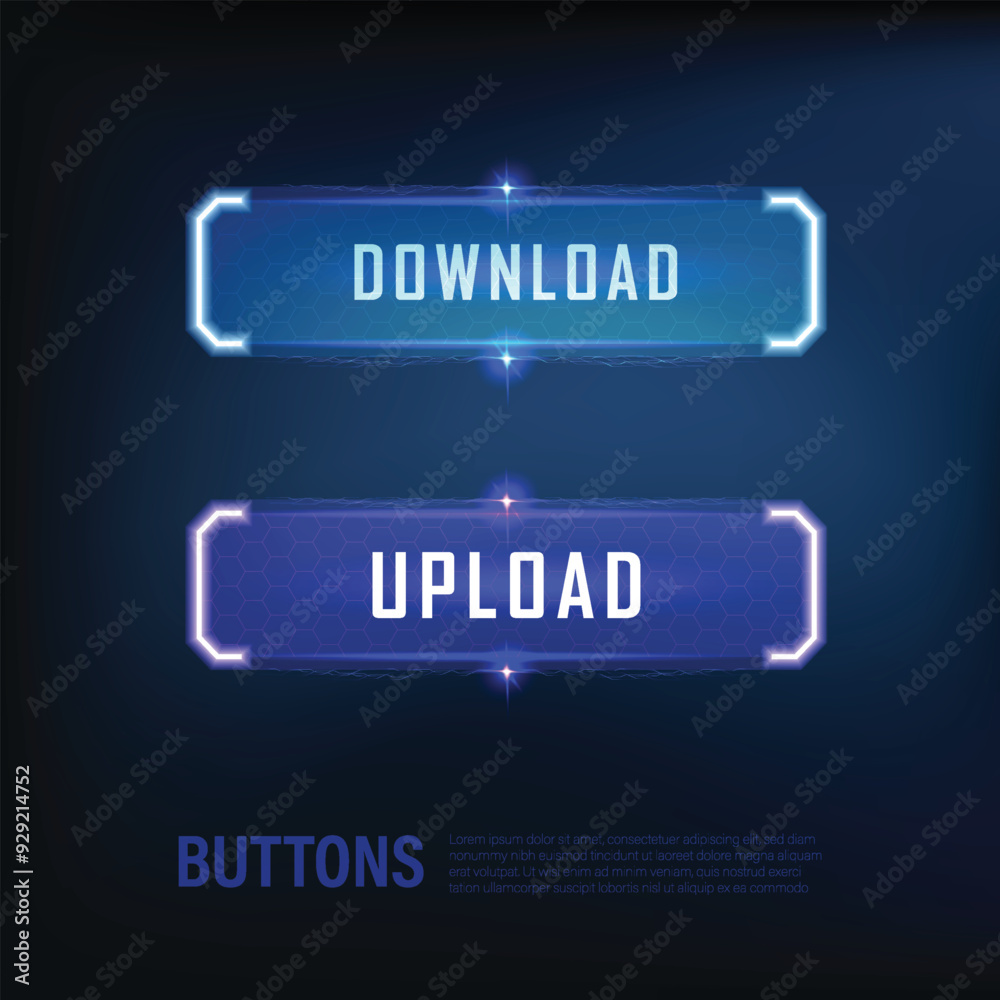 button collection sci-fi style set color blue 12