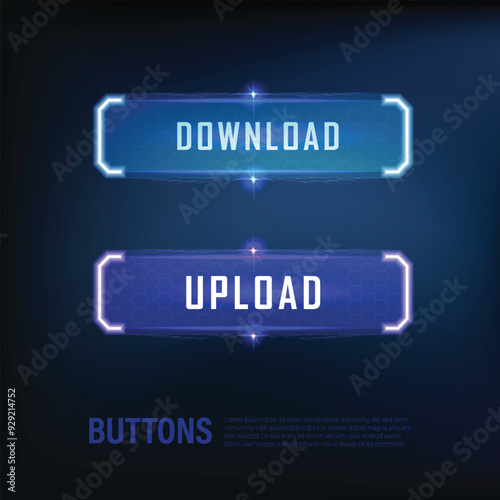button collection sci-fi style set color blue 12