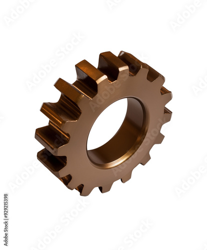 small metal gear cog isolated on transparent background