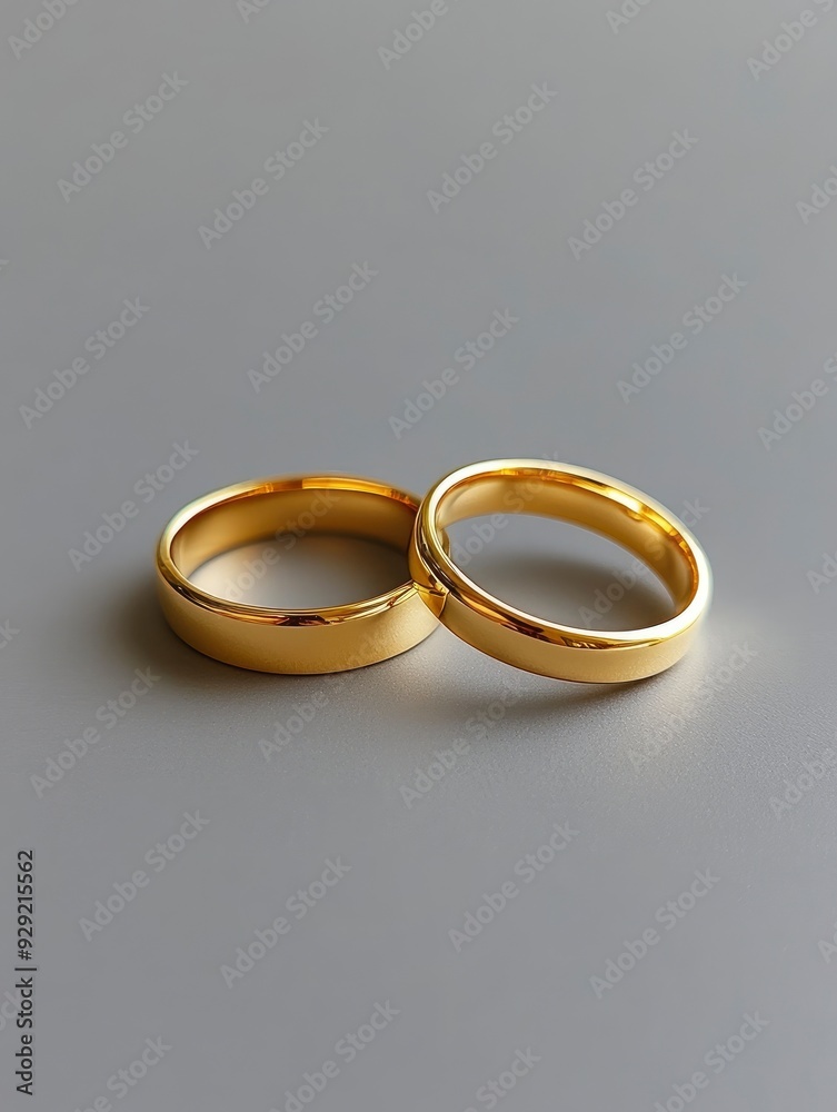 couple of wedding rings with simple design taken on gray background with generative ai couple of wedding rings with simple design taken on gray background with generative ai