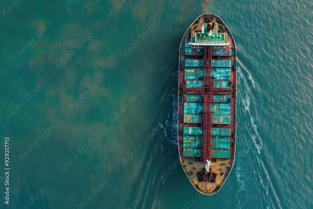 A large container ship sailing in the open ocean A large container ship sailing in the open ocean