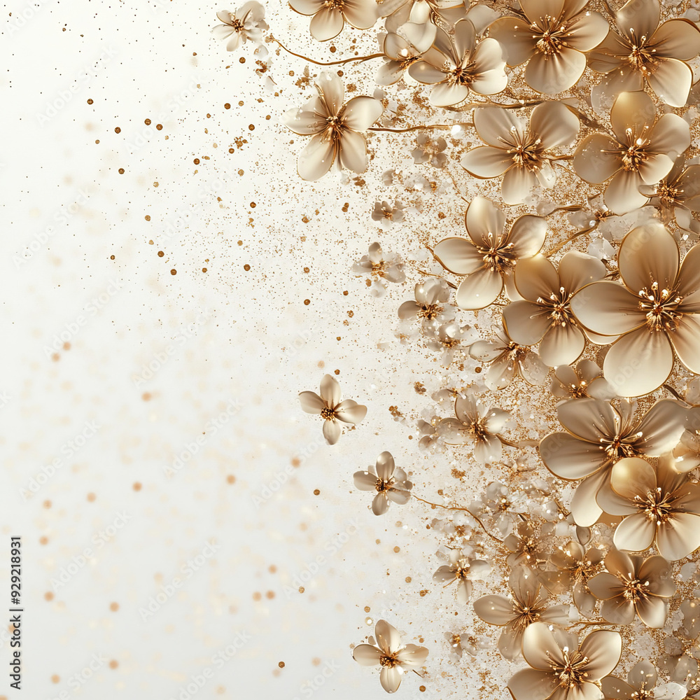 Background with small Golden Blooms and Sparkles with transparent background Background with small Golden Blooms and Sparkles with transparent background