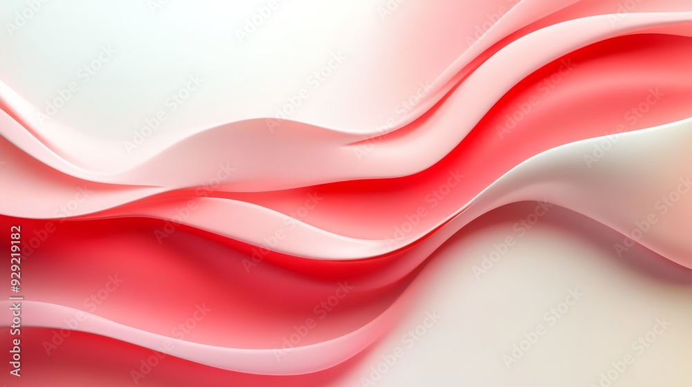 Obraz premium Abstract red and white wavy shape background design