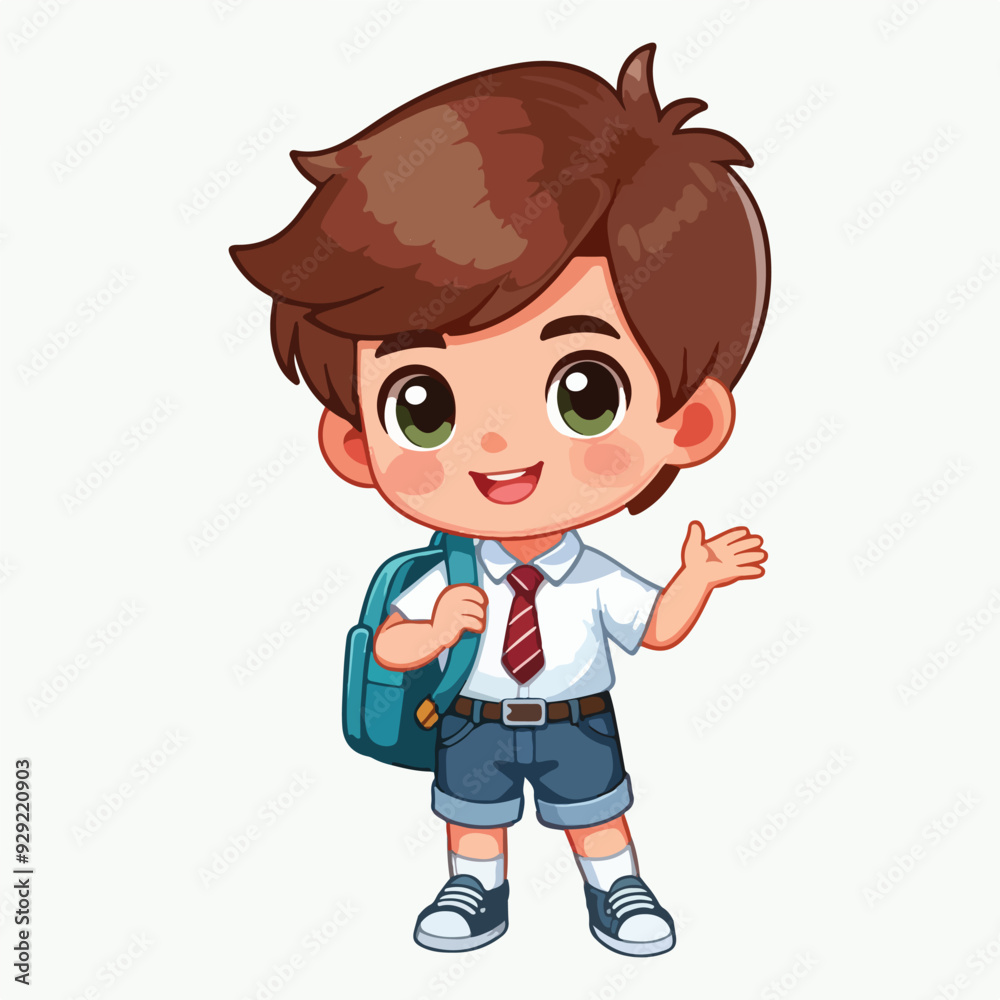 Cartoon happy school boy in uniform vector Cartoon happy school boy in uniform vector