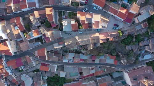 Aerial 4K video from drone to city of Loja and Church of the Incarnation with Moorish Alcazaba and Gorda Peak at Loja ,Granada, Andalusia, Spain, Europe (Series)