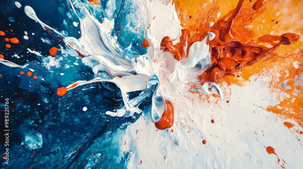 Liquid acrylic paint mixing together creating abstract shapes Liquid acrylic paint mixing together creating abstract shapes