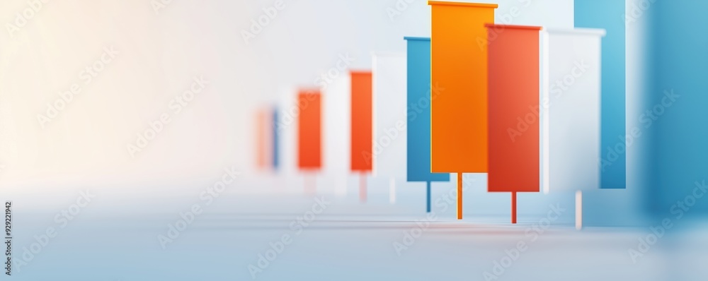 Corporate events with banners and attendees, professional networking, 3D illustration Corporate events with banners and attendees, professional networking, 3D illustration