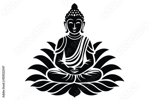 Cute Buddha Oriental Vector Illustration - Printable Graphics Design