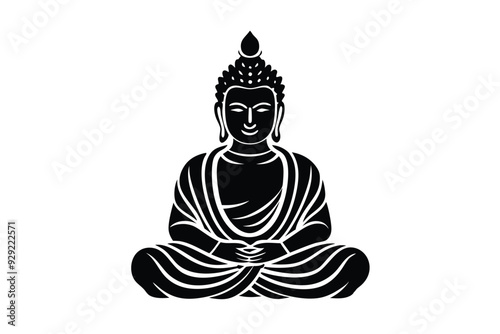 Cute Buddha Oriental Vector Illustration - Printable Graphics Design