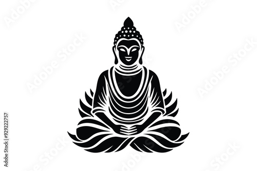 Cute Buddha Oriental Vector Illustration - Printable Graphics Design