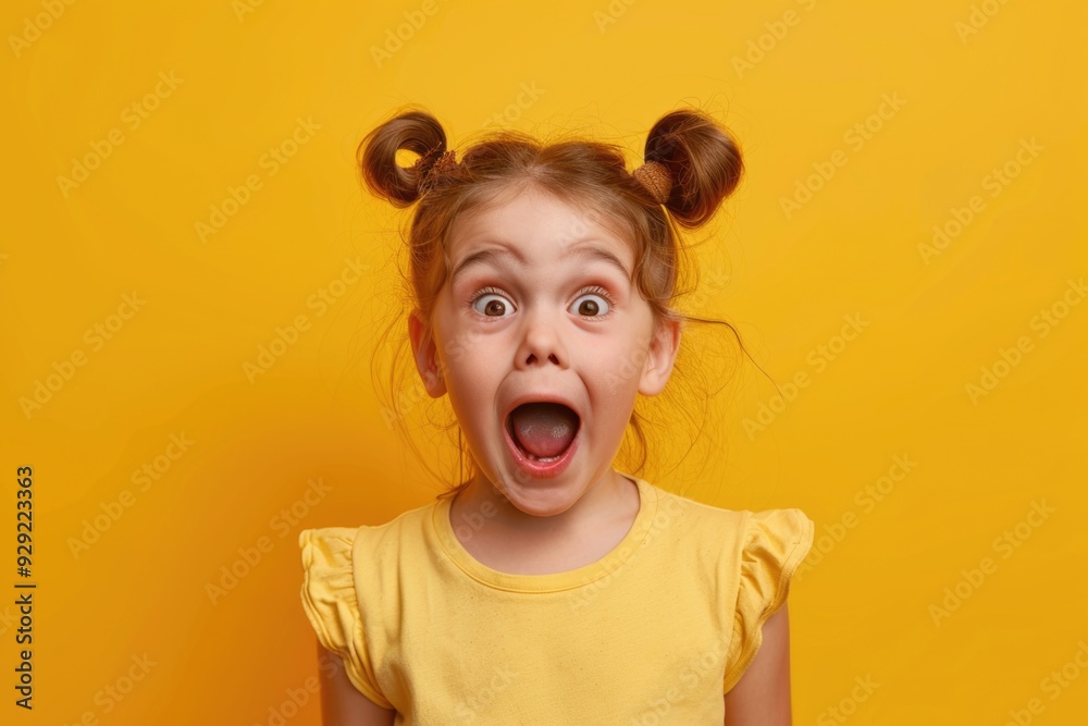 Young girl with curly pigtails and playful expression, suitable for children's illustration or editorial use Young girl with curly pigtails and playful expression, suitable for children's illustration or editorial use