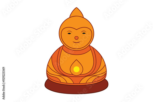Cute Buddha Oriental Vector Illustration - Printable Graphics Design