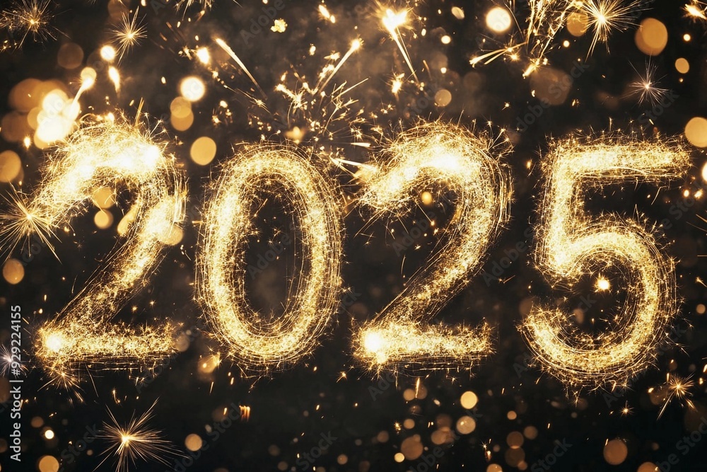The year 2025 in the dark night sky. Merry Christmas and Happy New Year. Celebration. Background for holiday banner, greeting card. Holiday concept. The year 2025 in the dark night sky. Merry Christmas and Happy New Year. Celebration. Background for holiday banner, greeting card. Holiday concept.