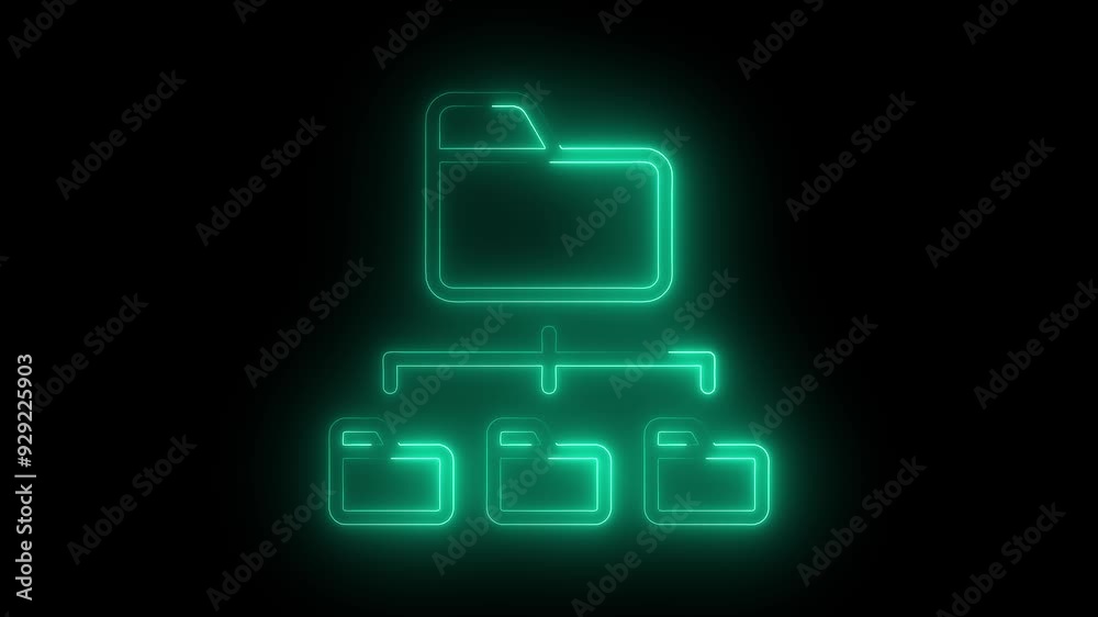 Neon File Sharing Network Icon, Modern Data Sharing Technology,Networked Folder System. Neon File Sharing Network Icon, Modern Data Sharing Technology,Networked Folder System.