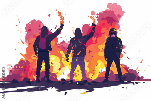 riots on street stock image isolated vector style