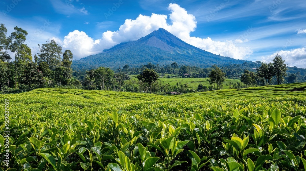 Serene Mountain View Over Lush Greenery Serene Mountain View Over Lush Greenery