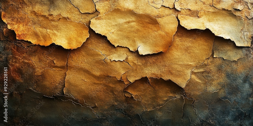 Weathered Golden Wall with Cracked and Peeling Paint Weathered Golden Wall with Cracked and Peeling Paint