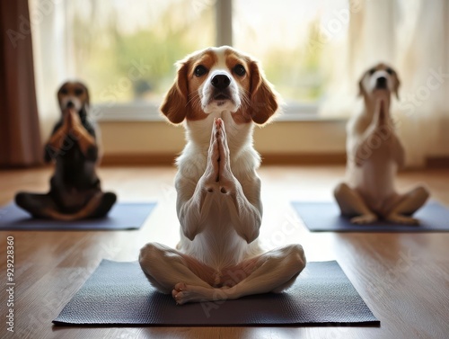 Obraz na płótnie Dogs Doing Yoga w salonie