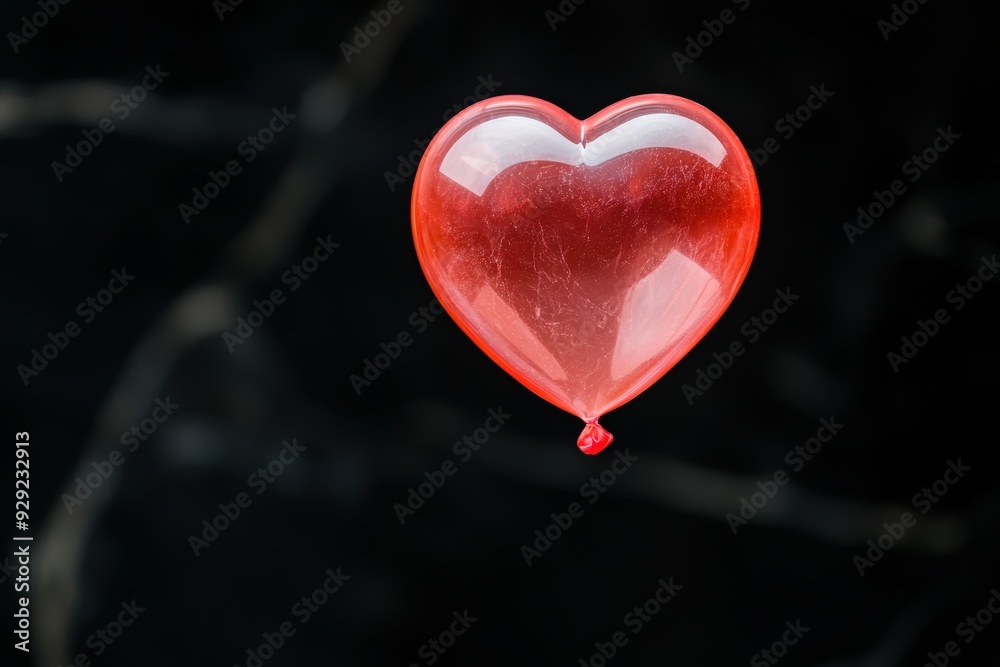 Obraz premium Glowing red heart-shaped balloon