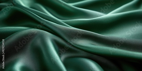 Abstract Green Fabric Texture with Smooth, Flowing Drapes