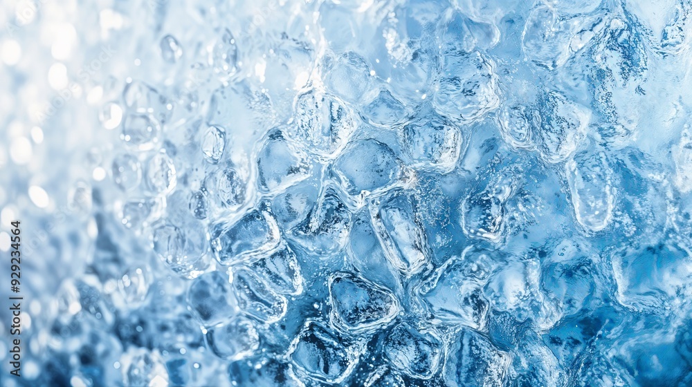 Obraz premium A close-up of a blue ice surface, featuring intricate cracks and textures, reflecting the cold and rugged natural environment. 