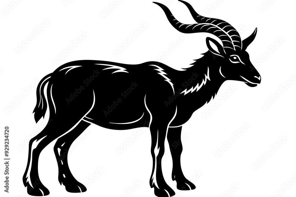 Fototapeta premium markhor silhouette vector, markhor animal icon symbol 