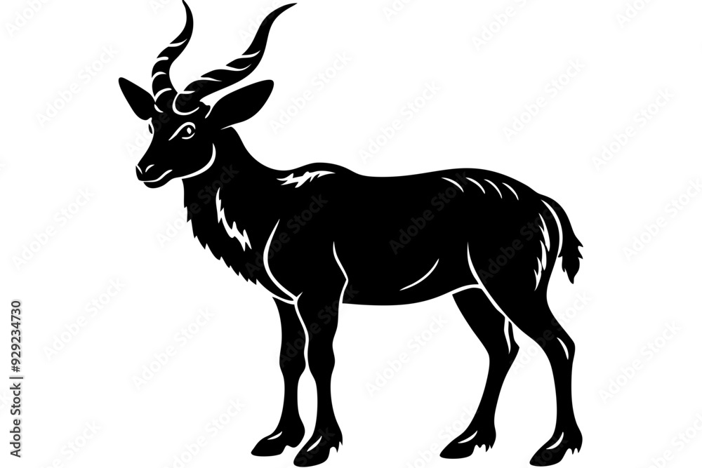 Obraz premium markhor silhouette vector, markhor animal icon symbol 