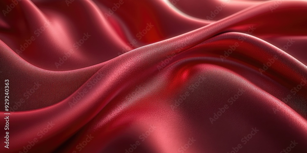 Fototapeta premium Close-up of Smooth, Red Fabric with Light Reflections