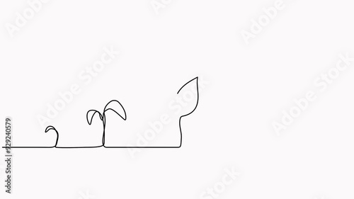 Plant growth process continuous line art drawing animation.