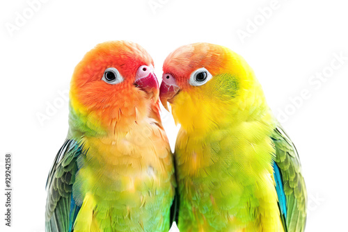 PNG Colorful lovebirds in close-up