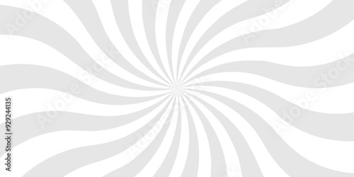 Minimal sunrise radiate striped geometric circus light white and gray sunburst ray vector backdrop texture background. black retro poster shine spiral template design.