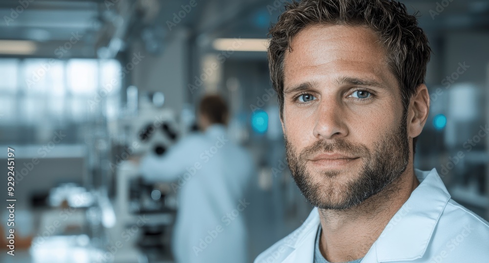 Handsome doctor with beard in medical office Handsome doctor with beard in medical office