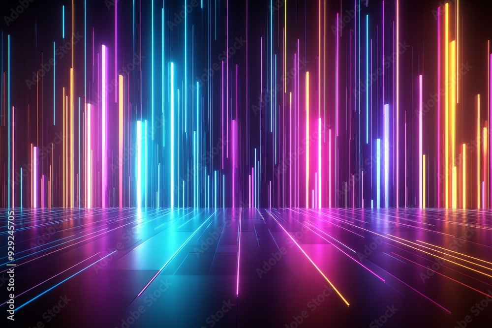 Modern wallpaper with glowing vertical lines. Modern wallpaper with glowing vertical lines.