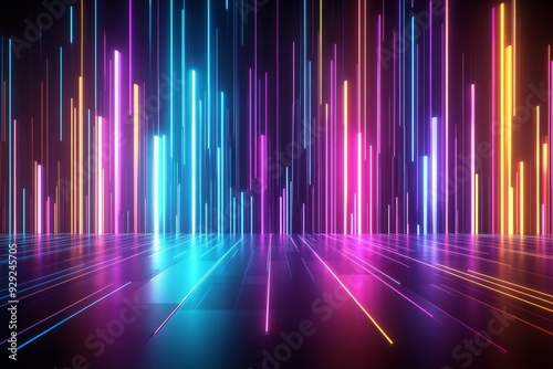 Modern wallpaper with glowing vertical lines.