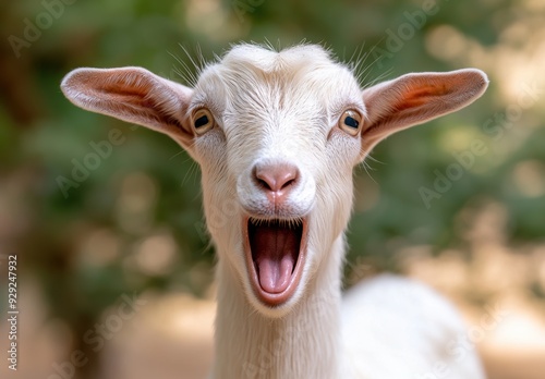 Closeup of a cute and expressive goat photo