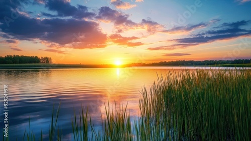 Golden Sunset over the Serene Lake