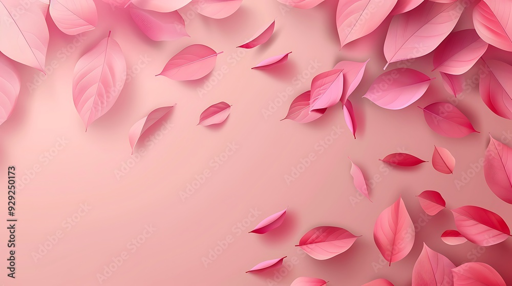Pink Vector Background with 3D Leaves Pink Vector Background with 3D Leaves