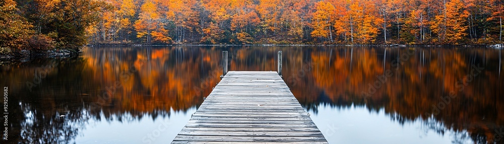 Fall leaves in Autumn season. Lake and river outdoor foliage scenery with free copy space Fall leaves in Autumn season. Lake and river outdoor foliage scenery with free copy space