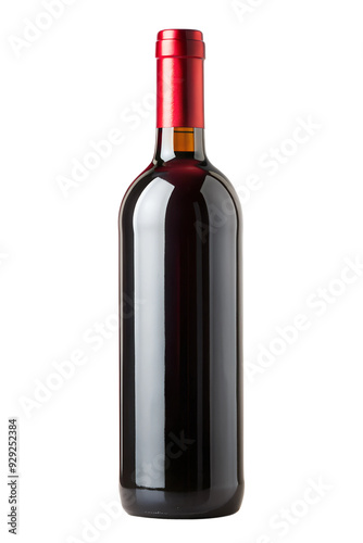 PNG red wine bottle with red foil top transparent