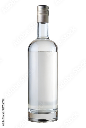 PNG tall glass bottle with silver cap transparent
