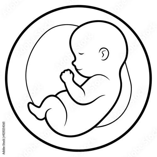 Round image of a baby art vector illustration