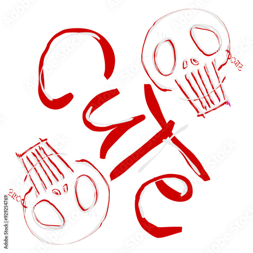 CUTE skulls rojo.