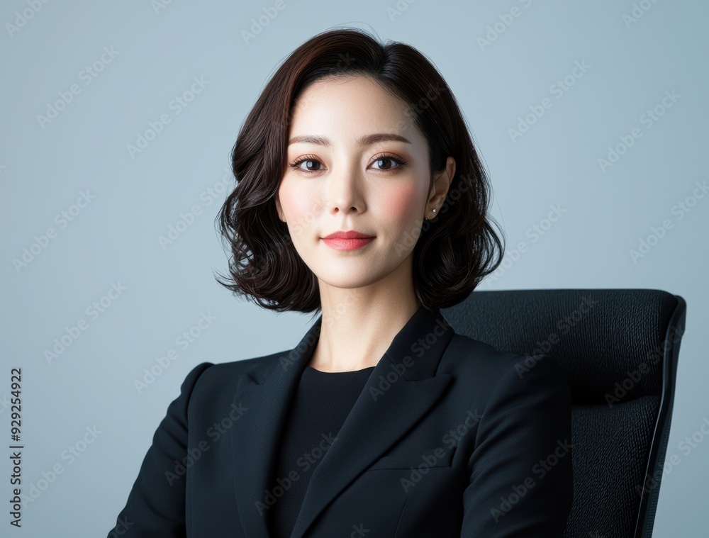 Confident asian businesswoman in black suit Confident asian businesswoman in black suit