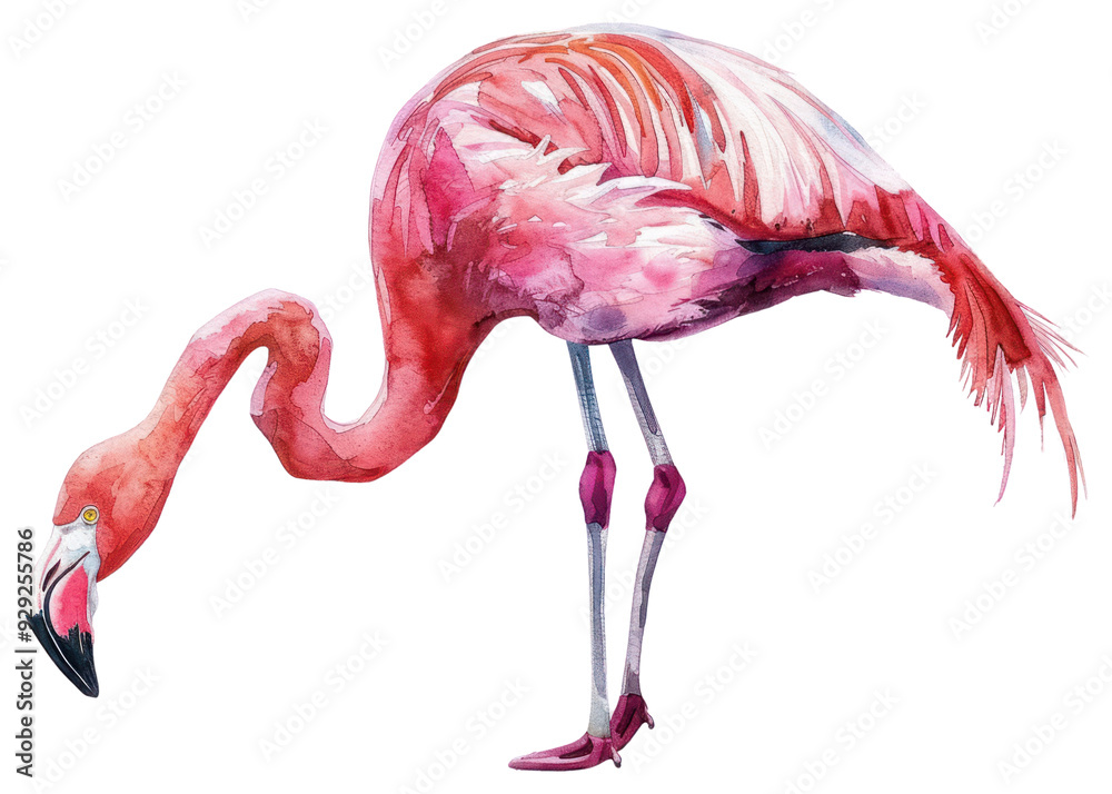 Obraz premium PNG Colorful watercolor flamingo illustration