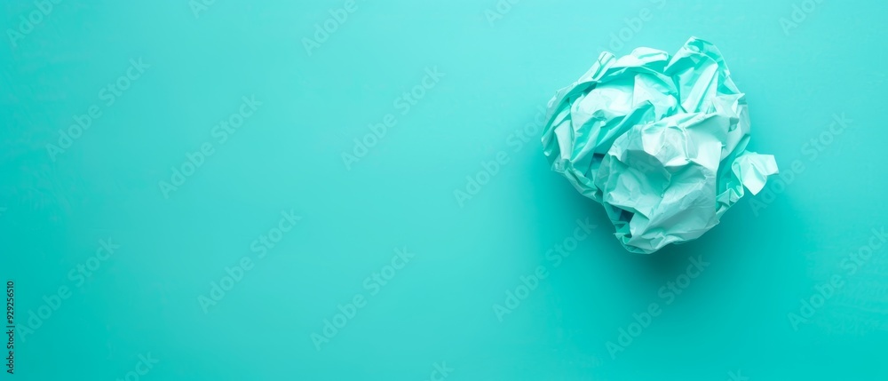 A crumpled paper ball atop four distinct blue surfaces A crumpled paper ball atop four distinct blue surfaces